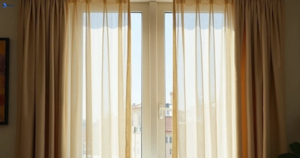 Dull dusty drapes in gailes before professional cleaning